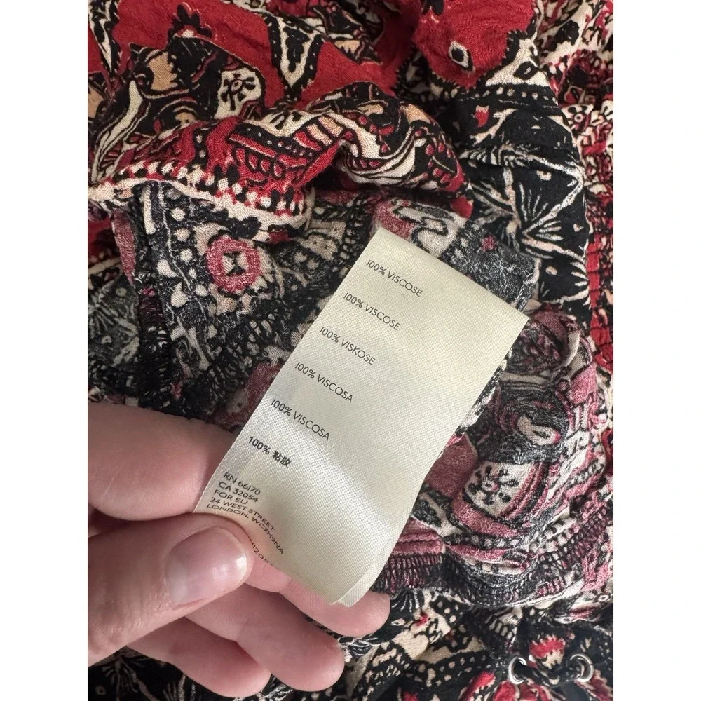 Free People On The Bright Side Maxi Dress Red Black Boho XS Cottagecore Festival